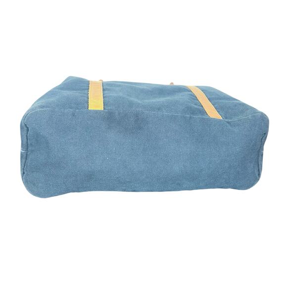 Hearth & Hand with Magnolia Canvas Tote Bag Navy with Tan Straps Large Carryall - Picture 3 of 13